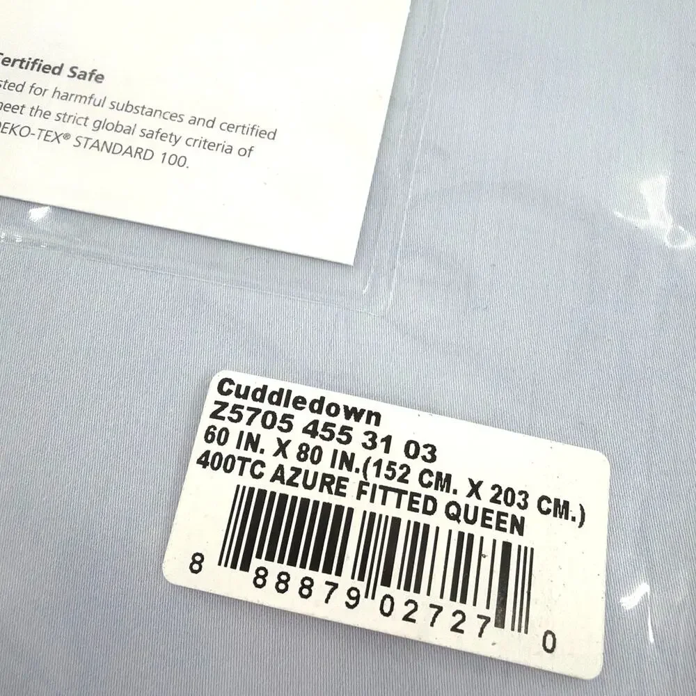 Cuddledown 400 Thread Count Solid Sateen Fitted Sheet Azure Queen Size